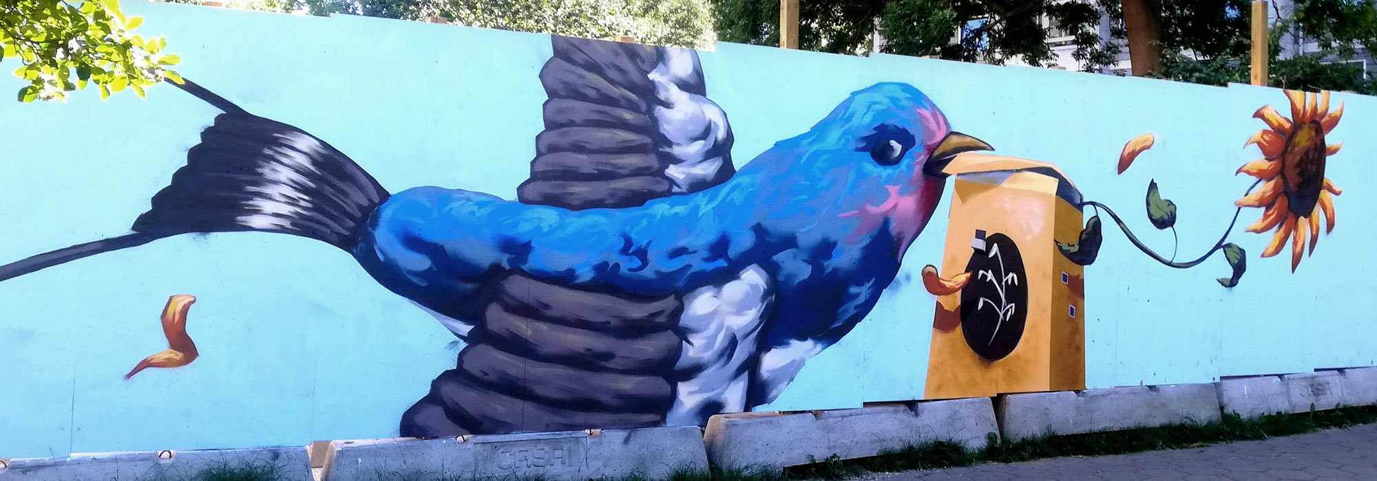Vægudsmykning og graffiti kunst til privte hjem af professionel kunstner - her er det en væg der er malet