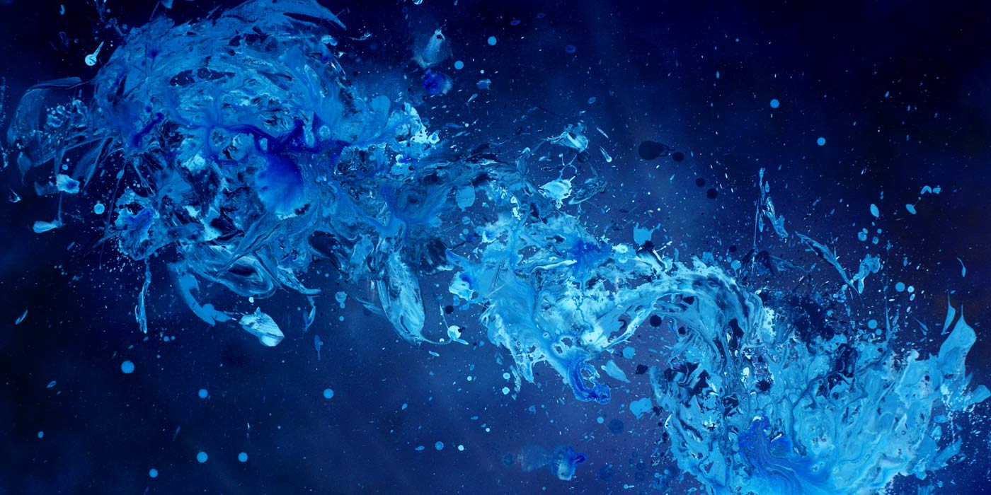 Kunst som gave i form af et blåt abstrakt maleri - en helt speciel og unik kunst gave