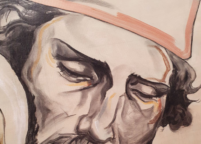 Bestil moderne maleri med rå og figurativ streg