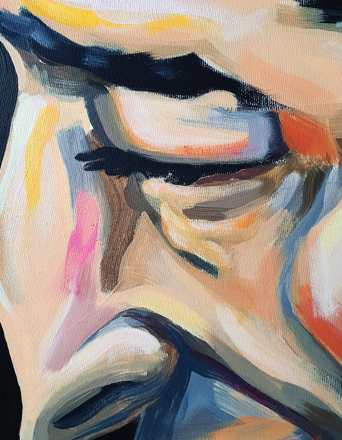 Portrætmaleri af den italienske cykelrytter Gino Bartali