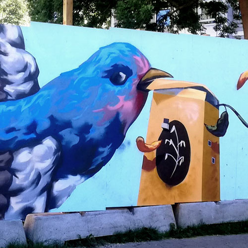 Privat bestilling kunst malet på væg med graffiti
